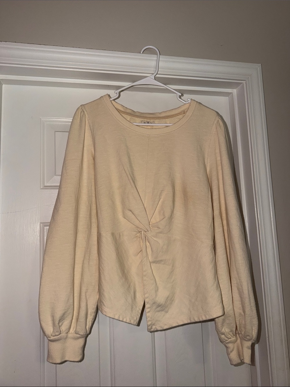 Pilcro Cream Twist-Front Sweatshirt